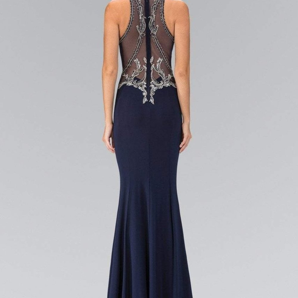 Elizabeth K - GL1357 Embellished High Neck Long Gown ELIZABETH K